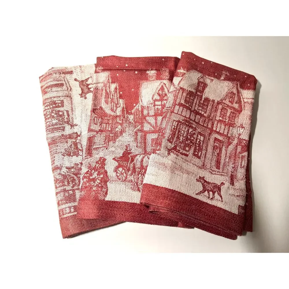 Williams Sonoma 'Twas the Night Before Christmas Set of 3 Jacquard Napkin Russia